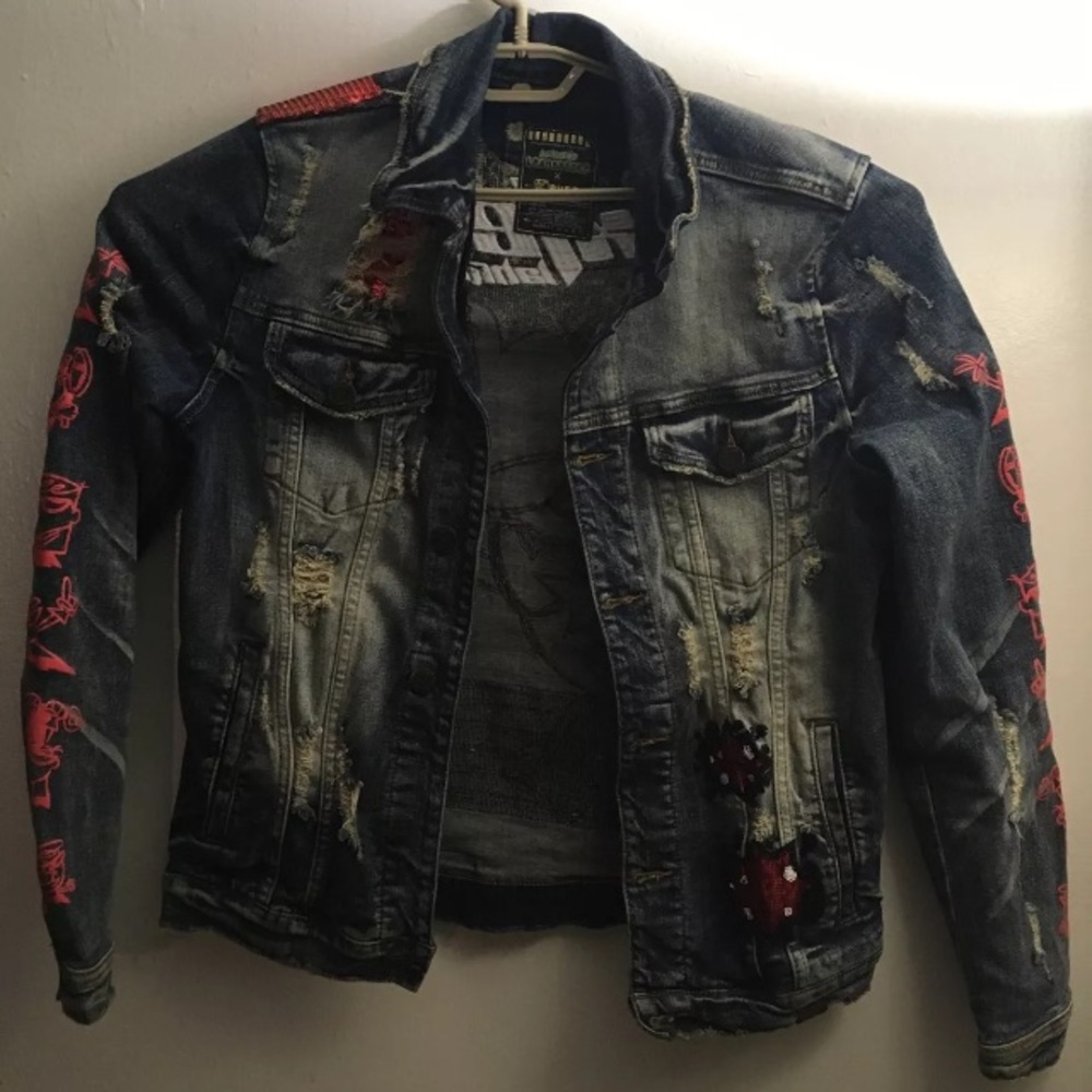 Men’s Dexter’s Laboratory Kryptic Denim Jacket Size Small Distressed Style